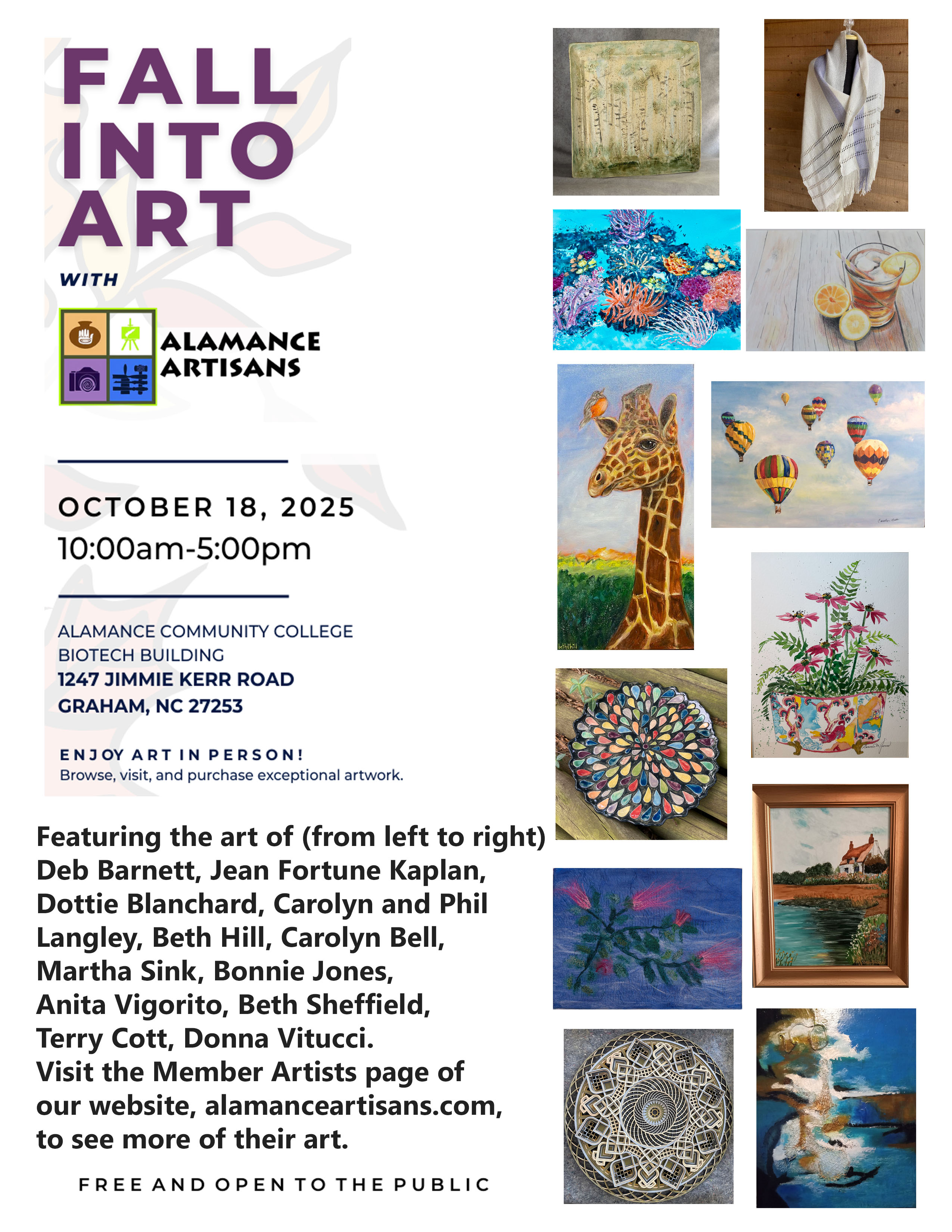 Fall Into Art With Alamance Artisans 2025 Banner